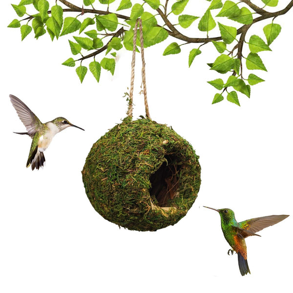 Hanging Bird Nest Moss Shelter Natural Hideout Nesting Hut Cage Decora