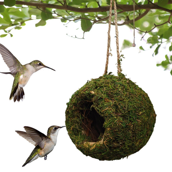 Hanging Bird Nest Moss Shelter Natural Hideout Nesting Hut Cage Decora
