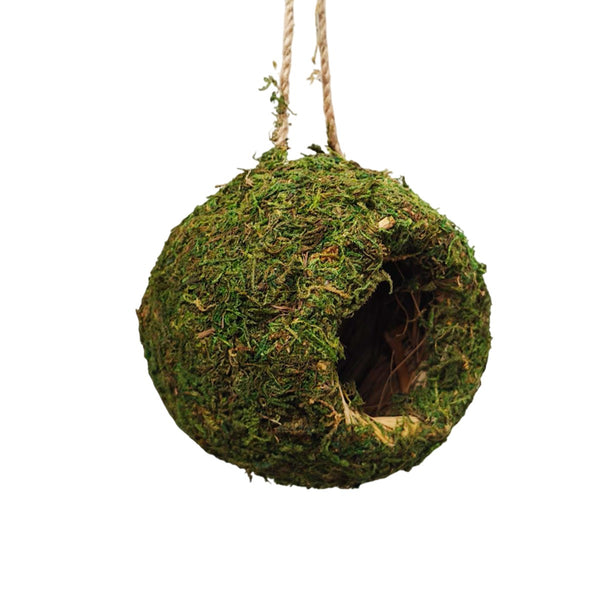 Hanging Bird Nest Moss Shelter Natural Hideout Nesting Hut Cage Decora