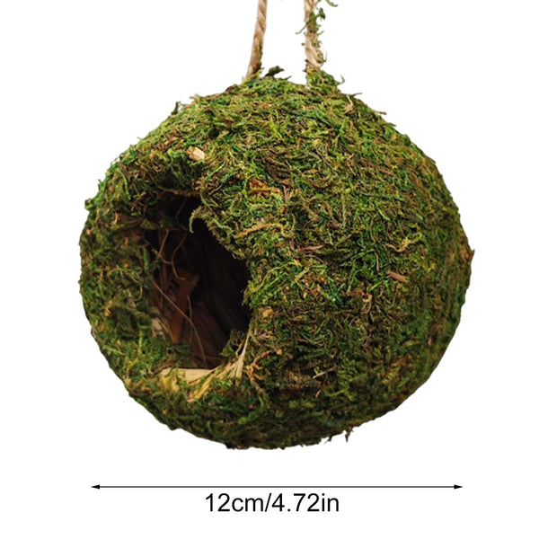 Hanging Bird Nest Moss Shelter Natural Hideout Nesting Hut Cage Decora