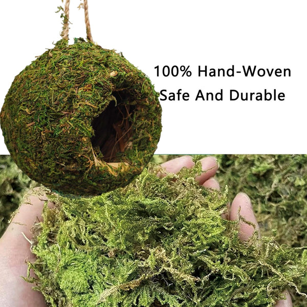 Hanging Bird Nest Moss Shelter Natural Hideout Nesting Hut Cage Decora