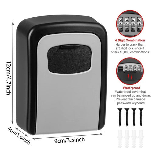 Wall Mounted Aluminium Alloy Safe Storage 4 Digit Key Box With Combina