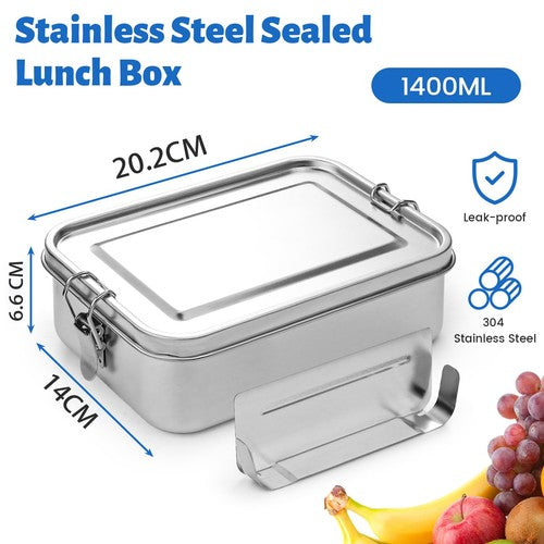 1400ML Stainless Steel Food Containers with Lid Reusable Lunch Picnic