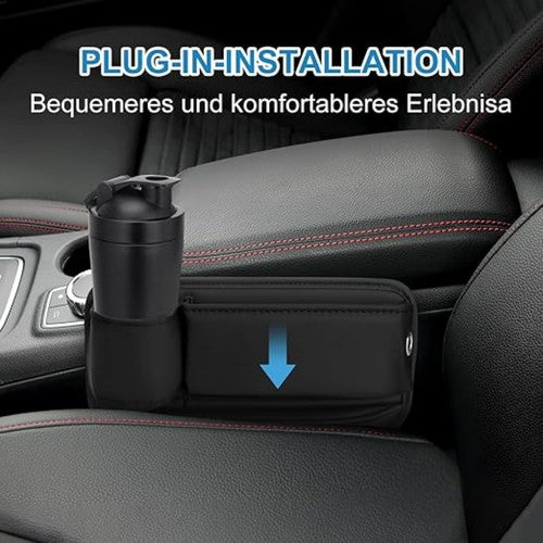 4x Universal Car Seat Gap Filler Organizer Leather Storage Box & Cup H