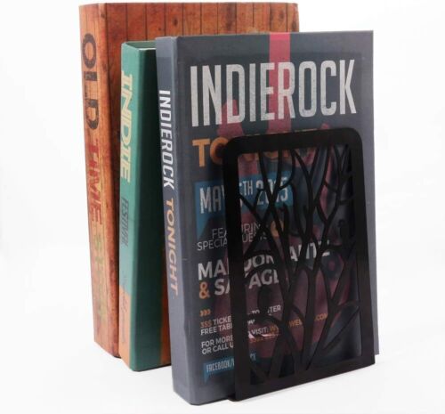 2Pcs Heavy Duty Hollow Out Metal Bookends Book Ends Office Stationery