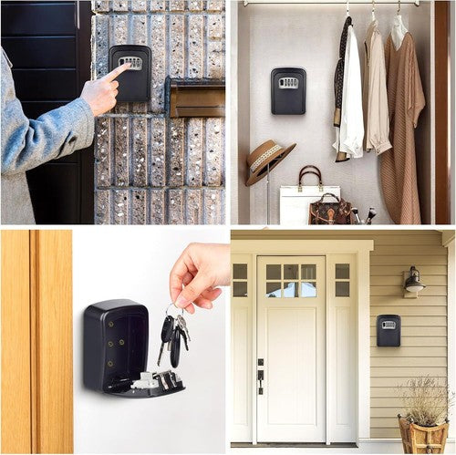 Wall Mounted Aluminium Alloy Safe Storage 4 Digit Key Box With Combina