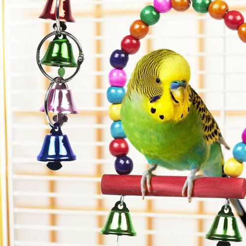 Bird Toys Parrot Swing Toys Chewing Hanging Bell Cockatiel Cage