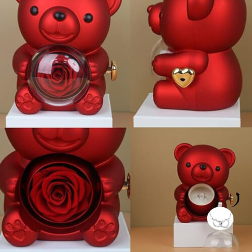 Eternal Rose Bear with Necklace Exquisite Gift Box for Valentine's&Mot