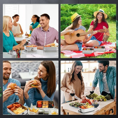 1400ML Stainless Steel Food Containers with Lid Reusable Lunch Picnic