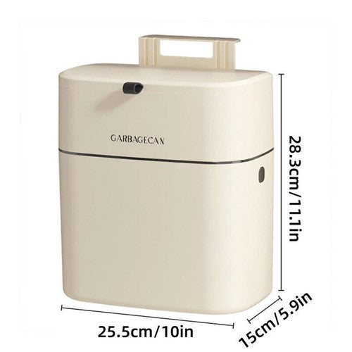 Wall Mounted Hanging Waste Bin with Lid Household Cabinet Trash Can Cr