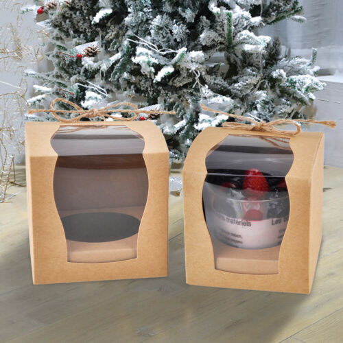 24PCS Single Cupcake Boxes Window Face Cup Cake Display Box Muffin Cas