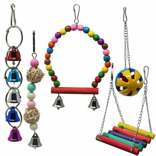 Bird Toys Parrot Swing Toys Chewing Hanging Bell Cockatiel Cage
