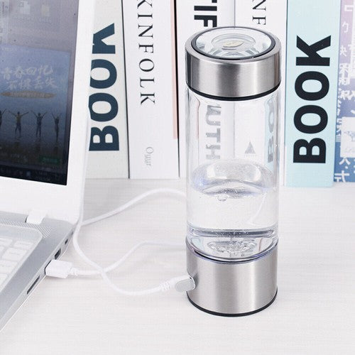 450ML Hydrogen Water Bottle Generator Rich Ionizer Glass Drink Cup USB