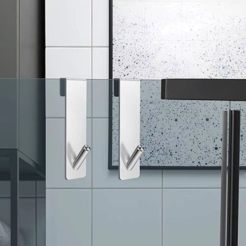 2xStainless Steel Long Large Over The Door Hanger Front/Back Door Hook