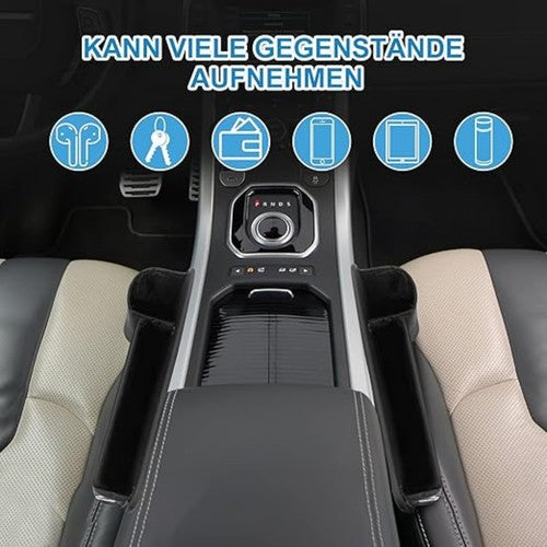 4x Universal Car Seat Gap Filler Organizer Leather Storage Box & Cup H