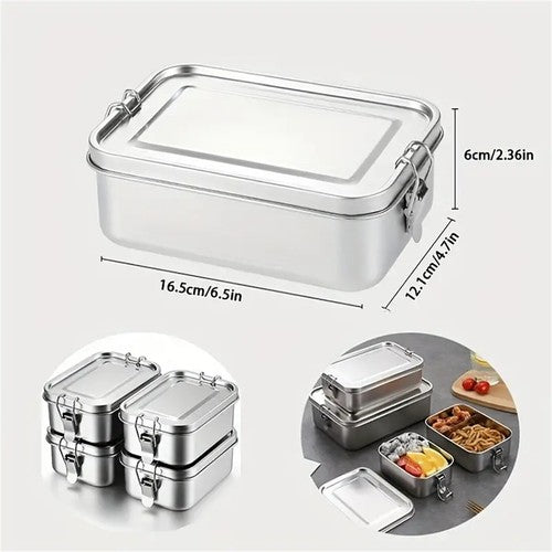 304 Stainless Steel Square Lunch Box Food Container Bento Box for Scho
