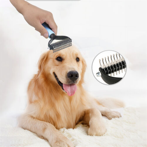 2x Dog Pet Grooming Comb Brush Undercoat Rake Dematting Deshedding Tri