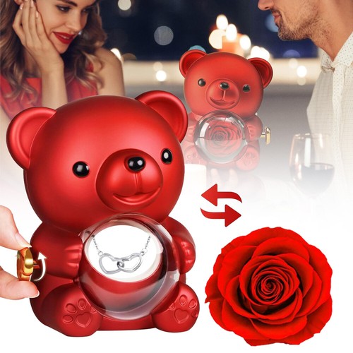 Eternal Rose Bear with Necklace Exquisite Gift Box for Valentine's&Mot