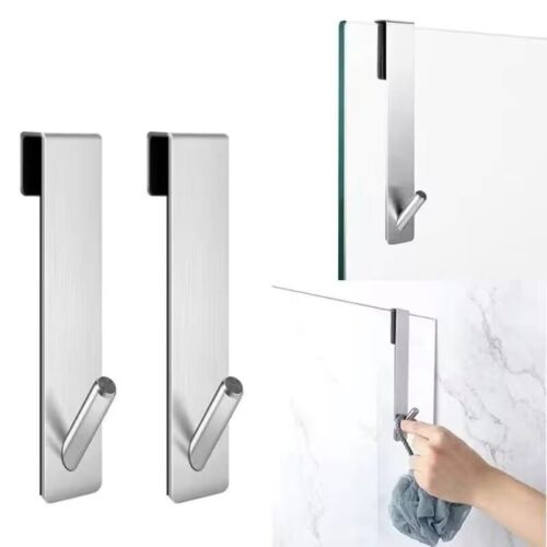 2xStainless Steel Long Large Over The Door Hanger Front/Back Door Hook