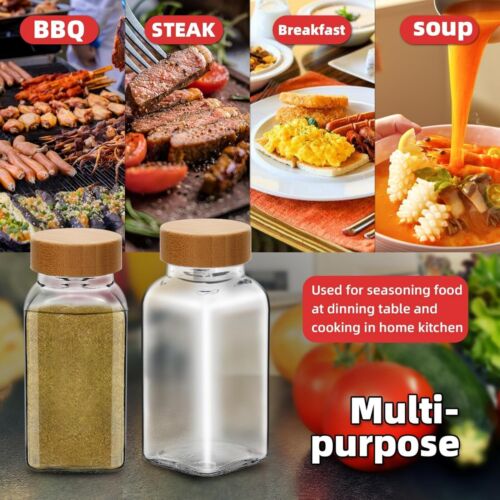 120ML Glass Spice Jars Lid Herb Seasoning Condiment Square Kitch