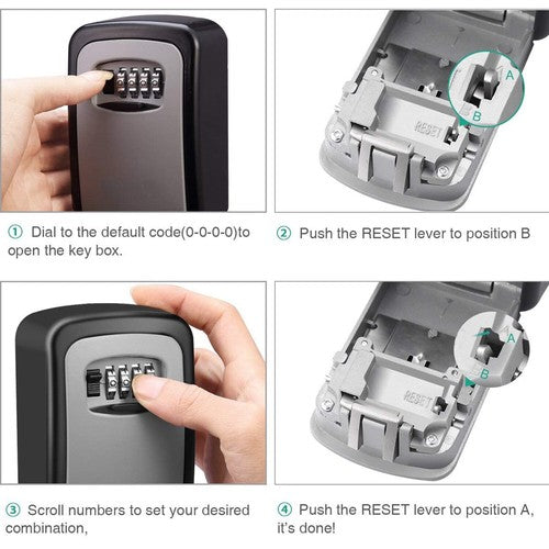 Wall Mounted Aluminium Alloy Safe Storage 4 Digit Key Box With Combina