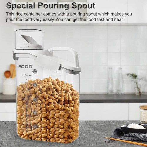 2pc 2800ml Airtight Grain Storage Jar with Measuring Cup Food Pet Food