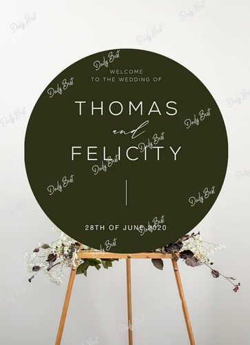 80cm Round Acrylic Wedding Welcome Sign – Circle Board for Baby Shower & Events