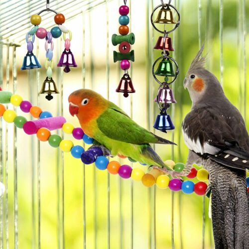 Bird Toys Parrot Swing Toys Chewing Hanging Bell Cockatiel Cage