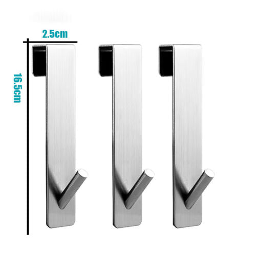 2xStainless Steel Long Large Over The Door Hanger Front/Back Door Hook