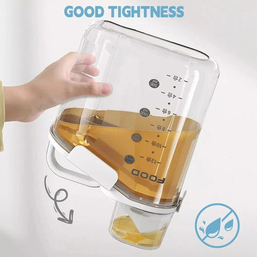 2pc 2800ml Airtight Grain Storage Jar with Measuring Cup Food Pet Food
