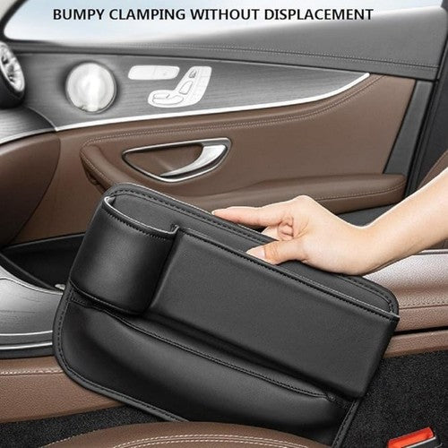 4x Universal Car Seat Gap Filler Organizer Leather Storage Box & Cup H