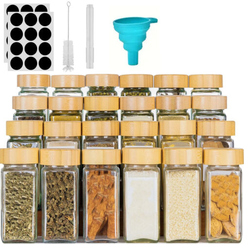 120ML Glass Spice Jars Lid Herb Seasoning Condiment Square Kitch