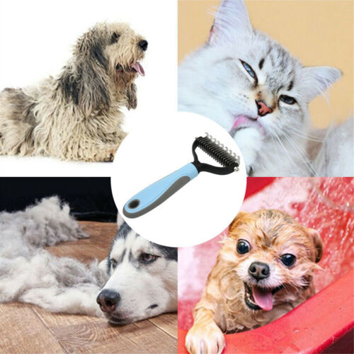 2x Dog Pet Grooming Comb Brush Undercoat Rake Dematting Deshedding Tri