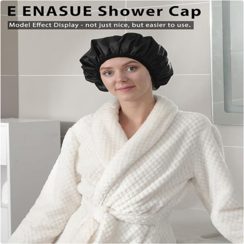 Shower Cap,Terry Lined Shower Cap for Women Reusable for Women Long Ha