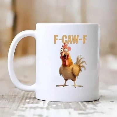 Novelty Ceramic F-Caw-F Coffee Mug Funny Chicken Mug F-Caw-F Rooster C