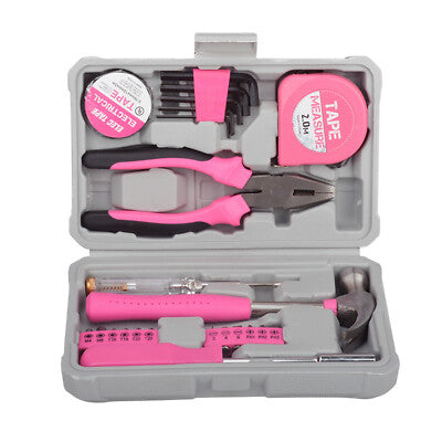 24X Pink Compact Women's Tool Kit Set for Home Office DIY Repairs Port