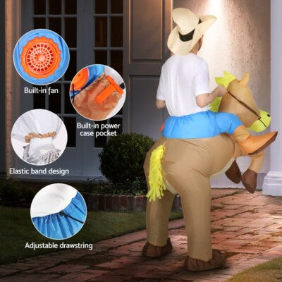 Inflatable Cowboy Costume Adult Suit Blow Up Party Fancy Dress Hallowe