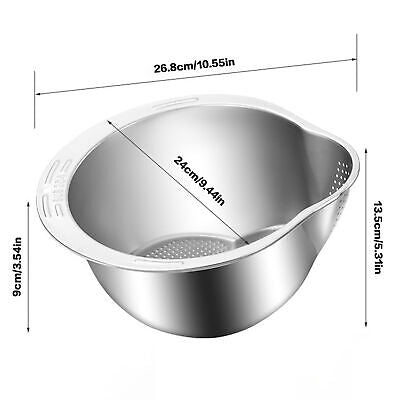Rice Washer Strainer Bowl Stainless Steel Rice Washing Bowl Rice Sieve