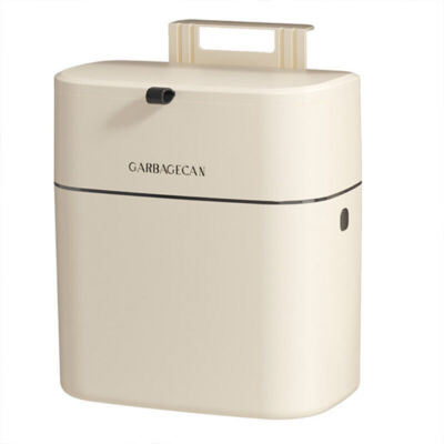 Wall Mounted Hanging Waste Bin with Lid Household Cabinet Trash Can Cr