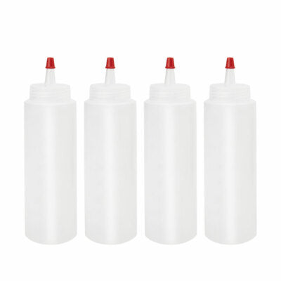 8 Oz Red Tip Cap Squeeze Bottle Condiment Ketchup Mustard Di