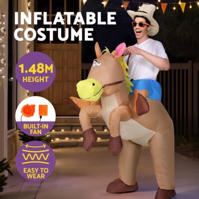 Inflatable Cowboy Costume – Adult Ride-On Blow-Up Fancy Dress