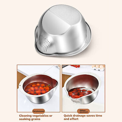 Rice Washer Strainer Bowl Stainless Steel Rice Washing Bowl Rice Sieve