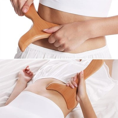 2x Beechwood Massager Meridian Scraping Board for Body Muscle Relaxati