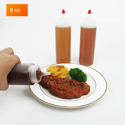 8 Oz Red Tip Cap Squeeze Bottle Condiment Ketchup Mustard Di