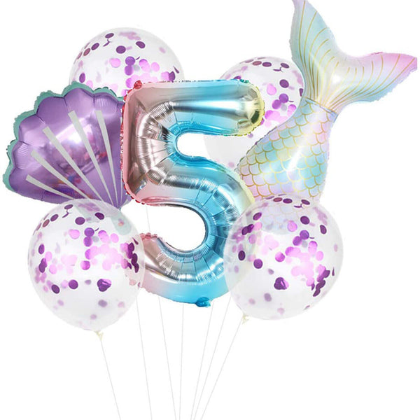 Rainbow 1st 2nd 3rd 4th Little Mermaid Foil Balloons Party Decorations Birthday