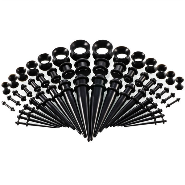 50pcs Ear Stretching Kit Plug Set Stretch Ear Taper Stretcher Expander Tapers AU
