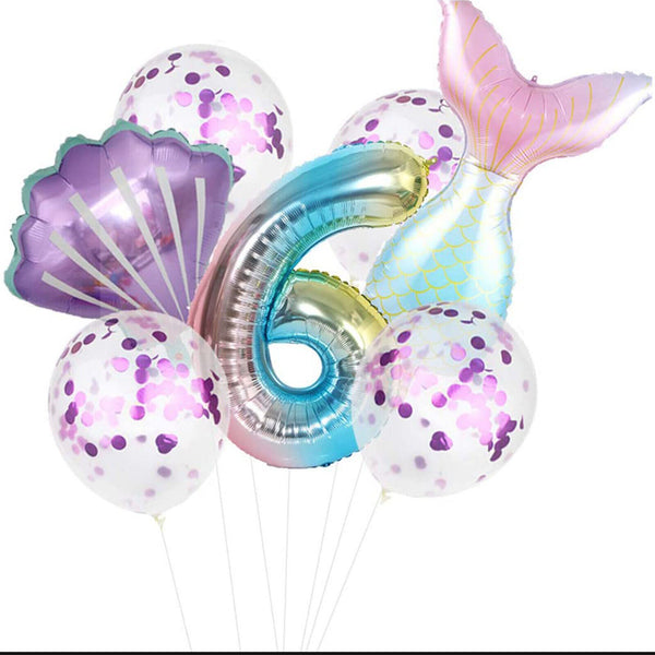 Rainbow 1st 2nd 3rd 4th Little Mermaid Foil Balloons Party Decorations Birthday