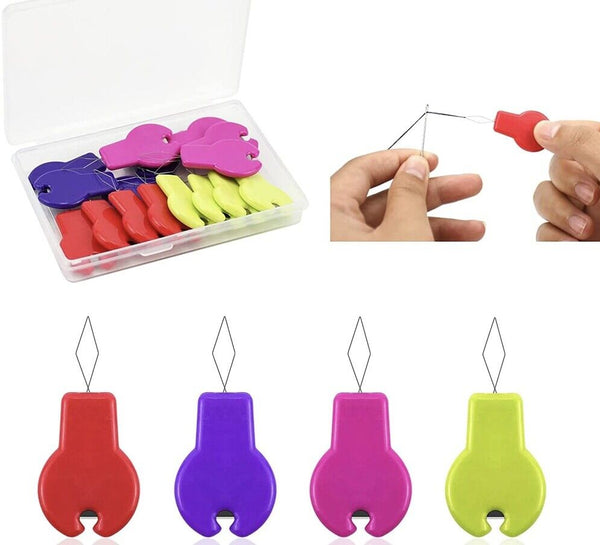 5-100PCS Multi Function Needle Threader With Cutting Edge Tool Easy Threaders AU