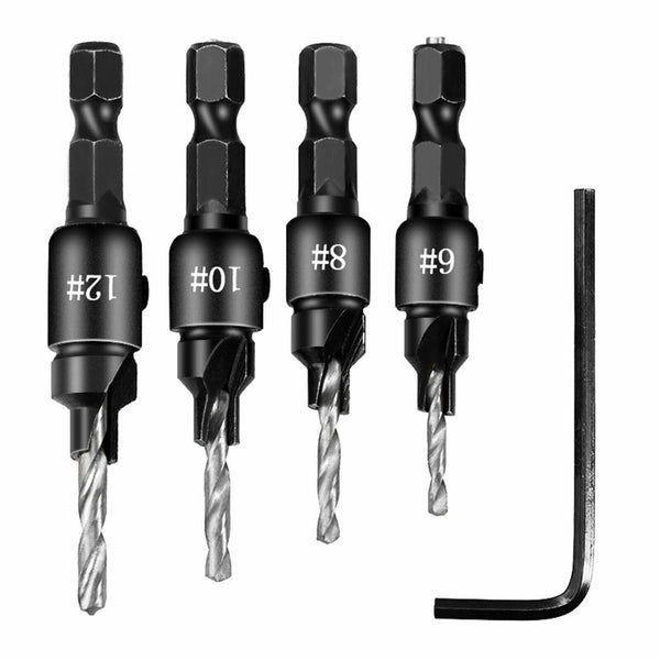4/5PCS Screw Countersink Bit Set Pilot Holre Drill Metal Plastic Wood Hex Shank