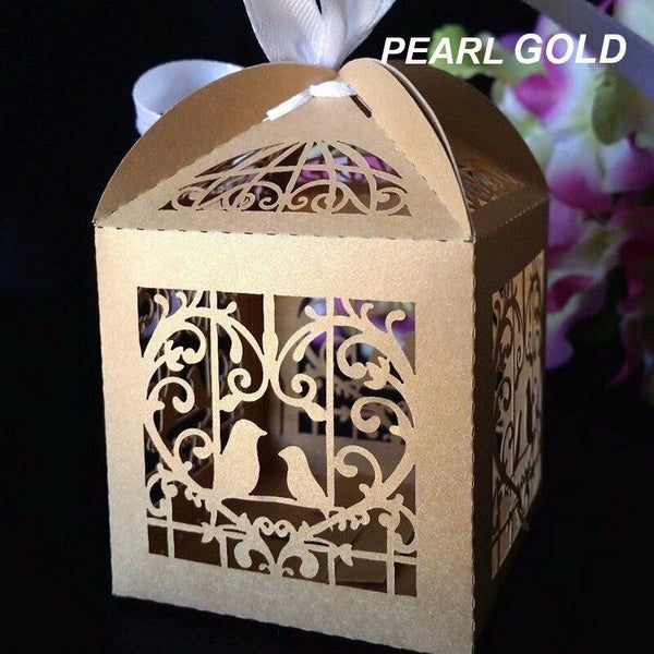 100X Laser Cut Favor Box Bombonierre Candy Engagement Wedding Gift Box 7 Colours